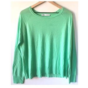 Zara Lightweight Crewneck Sweater in Mint Green